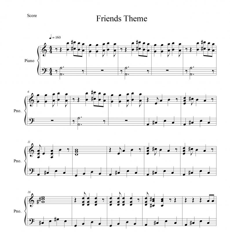 نت پیانو  تم اصلی سریال فرندز ( تیتراژ ابتدایی ) برای نوازندگان متوسط | نت پیانو گروه رمبرندز