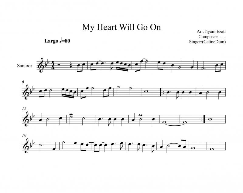 نت سنتور  My Heart Will Go On فیلم تایتانیک برای نوازندگان متوسط | نت سنتور سلین دیون