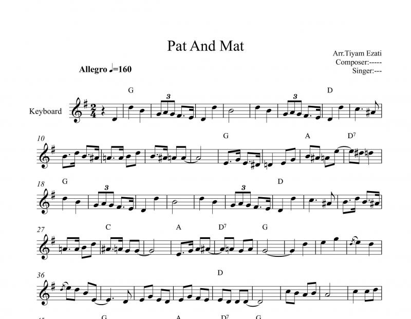نت کیبورد  Pat and Mat به برای نوازندگان متوسط | نت کیبورد پیتر اسکومال