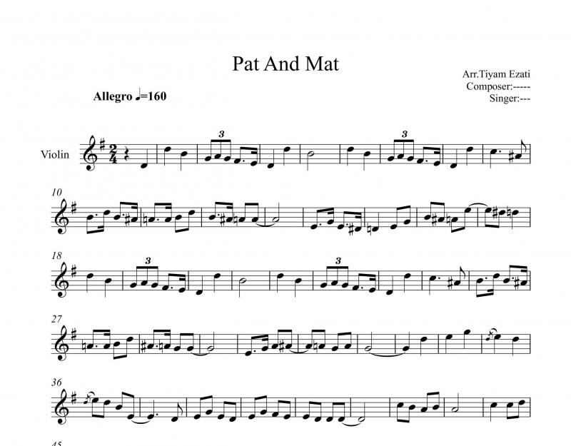 نت ویولن  Pat and Mat برای نوازندگان متوسط | نت ویولن پیتر اسکومال
