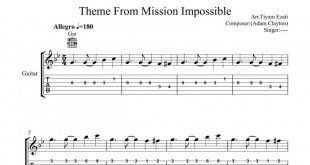 نت گیتار فیلم ماموریت غیر ممکن Mission Impossible و برای نوازندگان متوسط | نت گیتار دنی الفمن
