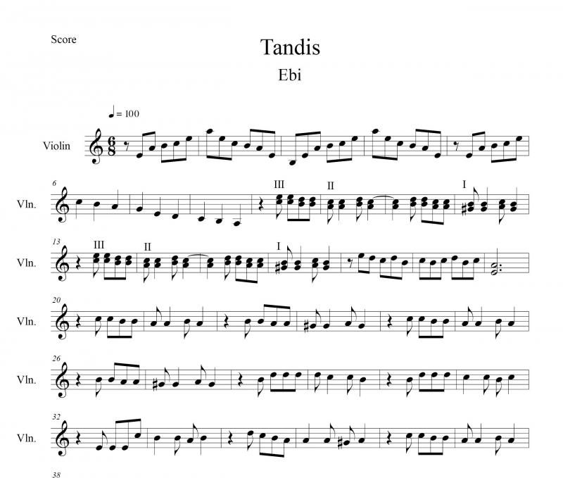 نت ویولن  تندیس ابی ( بانوی موسیقی و گل) برای نوازندگان متوسط | نت ویولن سیاوش قمیشی