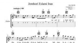 نت گیتار سرود جمهوری اسلامی ایران برای نوازندگان مبتدی | نت گیتار حسن ریاحی