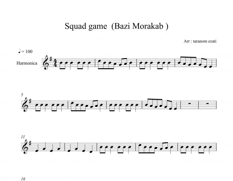 نت ساز دهنی  موسیقی متن سریال بازی مرکب squad game برای نوازندگان متوسط | نت ساز دهنی جونگ جائه ایل