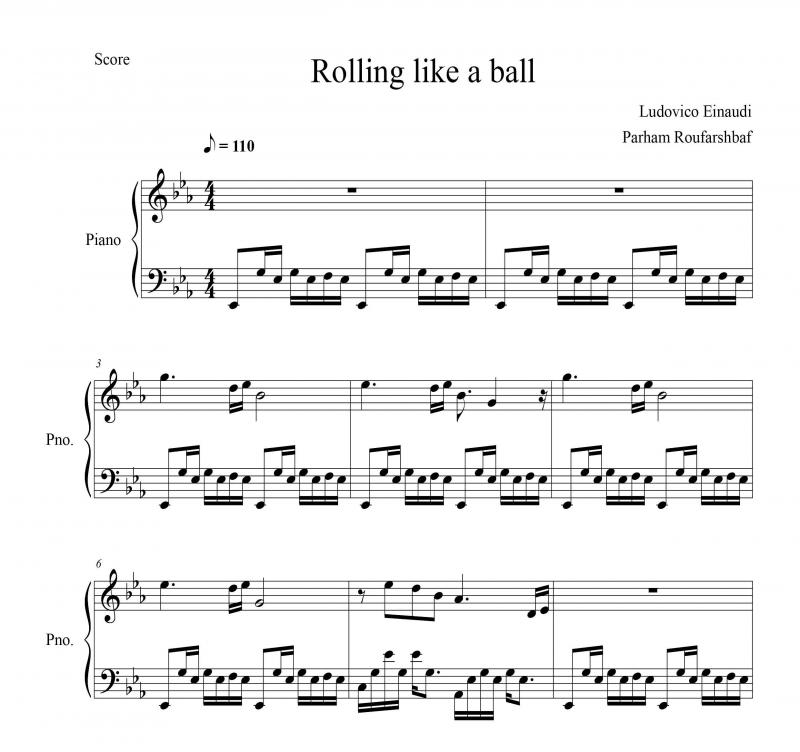 نت پیانو  Rolling like a ball لودویکو اناودی برای نوازندگان متوسط | نت پیانو لودویکو اناودی