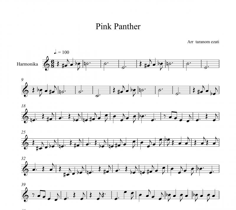 نت ساز دهنی  سازدهنی pink panther پلنگ صورتی برای نوازندگان متوسط | نت ساز دهنی هنری مانچینی