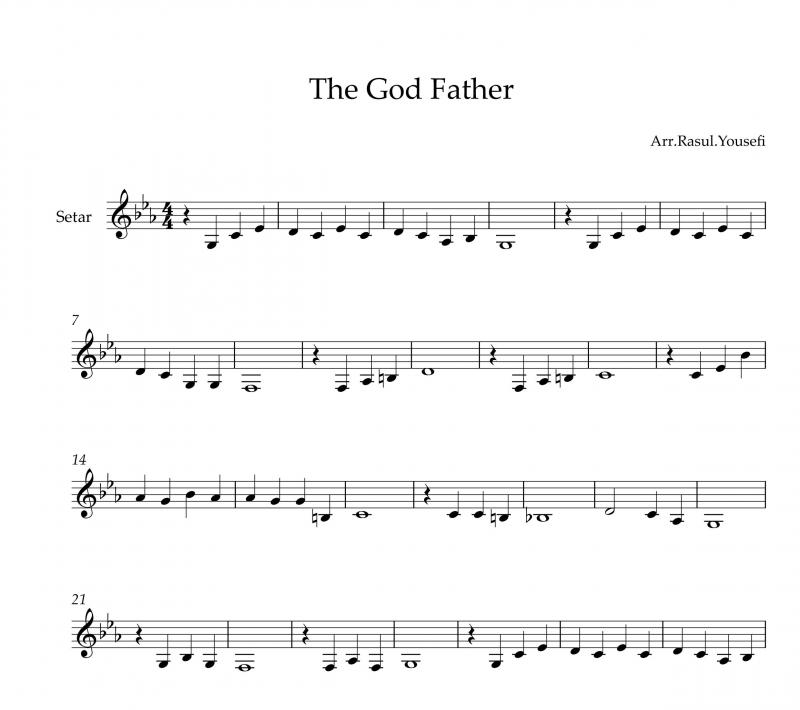 نت سه تار  god father پدر خوانده برای نوازندگان مبتدی | نت سه تار نینو روتا