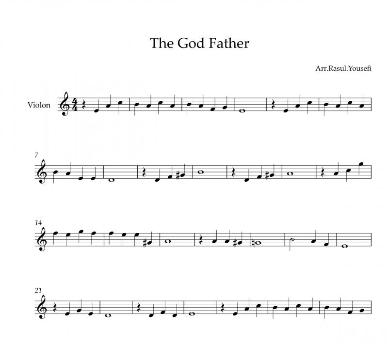 نت ویولن  god father پدر خوانده برای نوازندگان مبتدی | نت ویولن نینو روتا