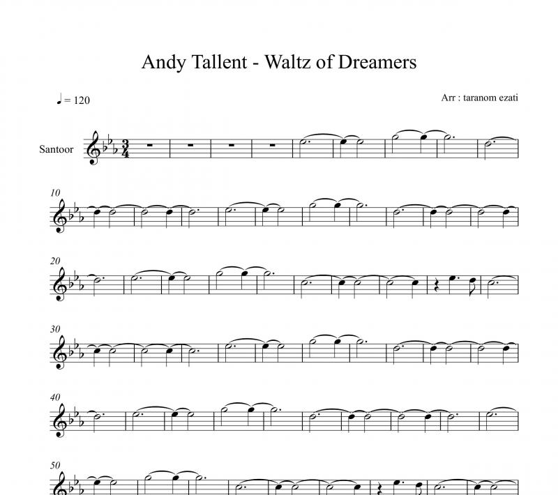 نت سنتور  waltz of dreamers از andy tallent برای نوازندگان متوسط | نت سنتور اندی تلنت