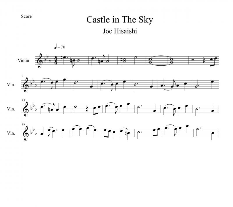 نت ویولن  Castle in The Sky برای نوازندگان متوسط | نت ویولن جو هیسایشی