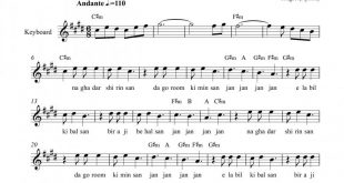 نت کیبورد جان جان آیهان به برای نوازندگان متوسط | نت کیبورد حامد دهقانی