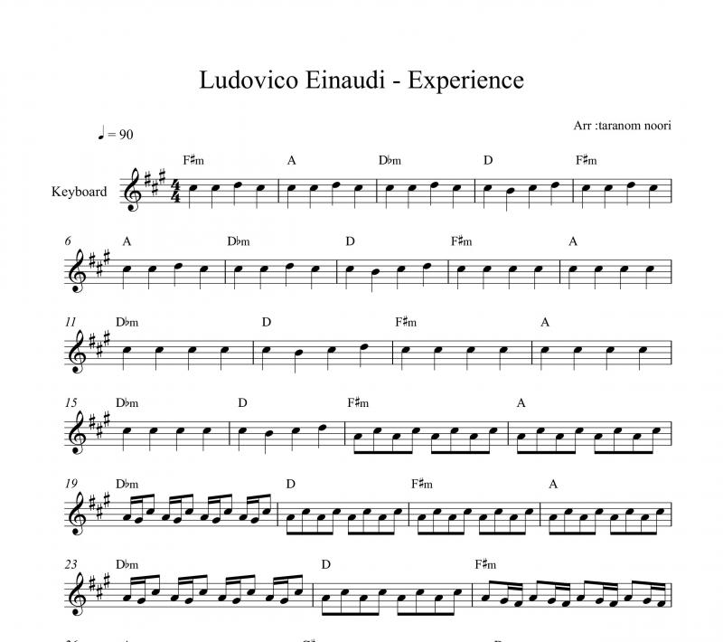 نت کیبورد  Experience لودویکو اناودی به برای نوازندگان متوسط | نت کیبورد لودویکو اناودی