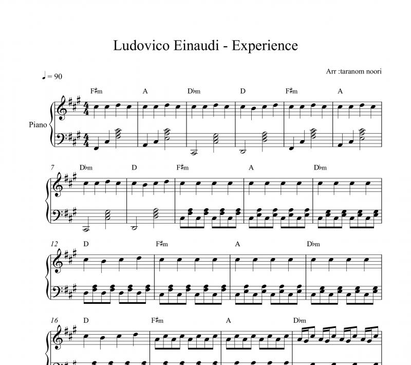 نت پیانو  Experience لودویکو اناودی برای نوازندگان متوسط | نت پیانو لودویکو اناودی
