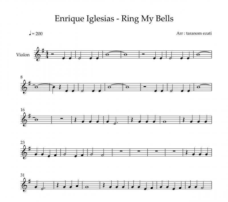 نت ویولن  ring my bells انریکه ایگلسیاس برای نوازندگان متوسط | نت ویولن انریکه ایگلسیاس