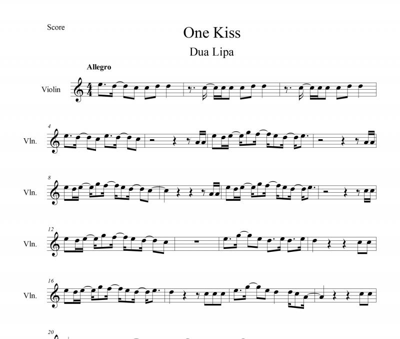 نت ویولن  One Kiss از Dua Lipa برای نوازندگان متوسط | نت ویولن آدام ویلز