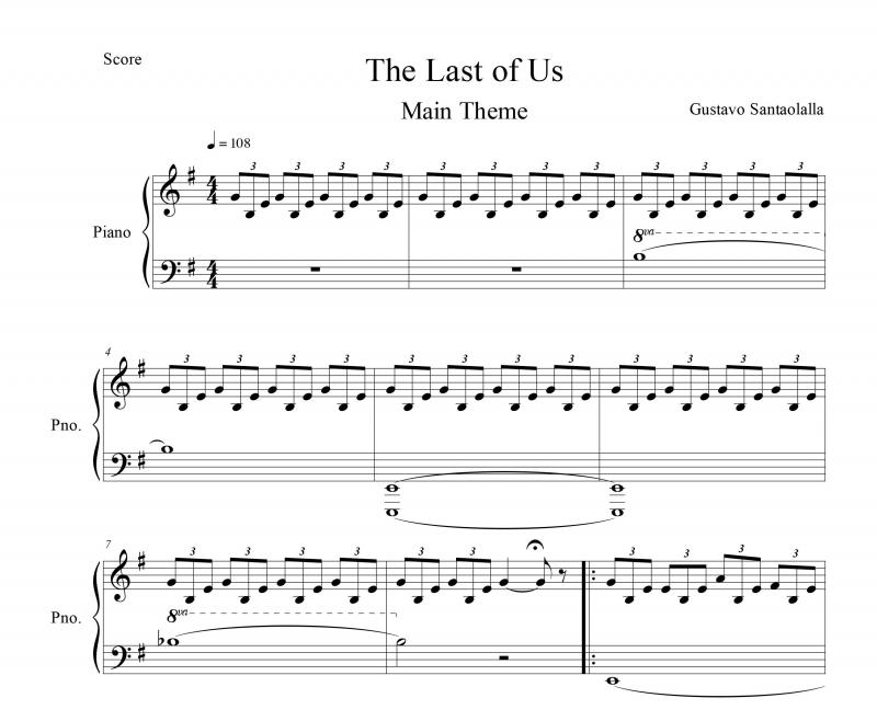 نت پیانو  موسیقی اصلی بازی The Last of Us برای نوازندگان متوسط | نت پیانو گوستاوو سانتایولایا