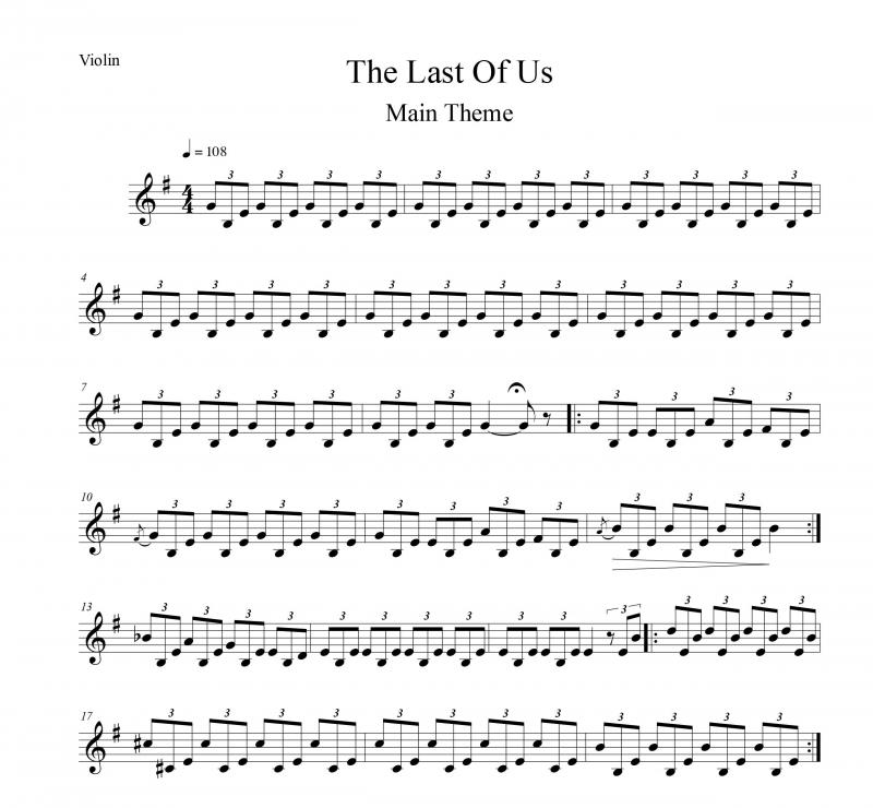 نت ویولن  اصلی بازی The Last of Us برای نوازندگان متوسط | نت ویولن گوستاوو سانتایولایا
