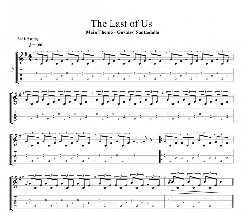 نت گیتار  موسیقی اصلی بازی The Last of Us برای نوازندگان متوسط | نت گیتار گوستاوو سانتایولایا