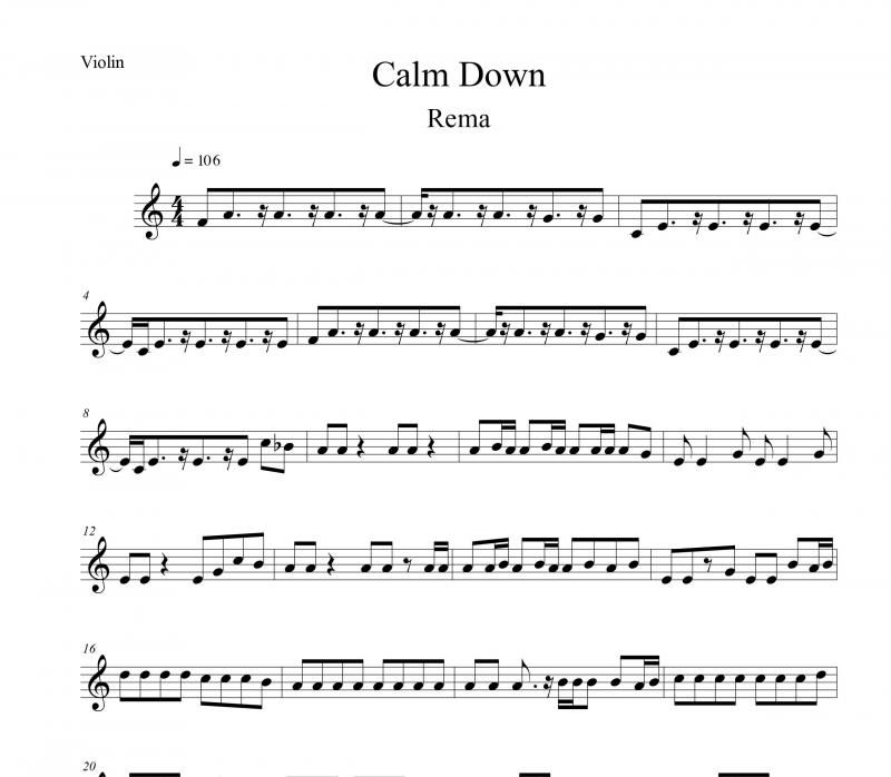 نت ویولن  Calm Down از Rema برای نوازندگان متوسط | نت ویولن آندره ویبز