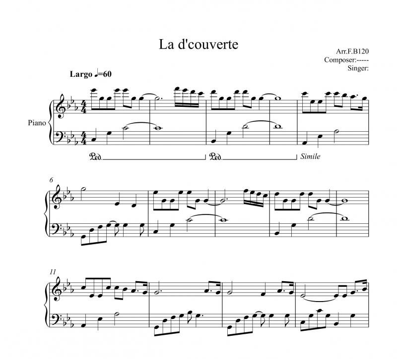 نت پیانو  La d couverte از laurent eyquem برای نوازندگان متوسط | نت پیانو لوران ایکوم