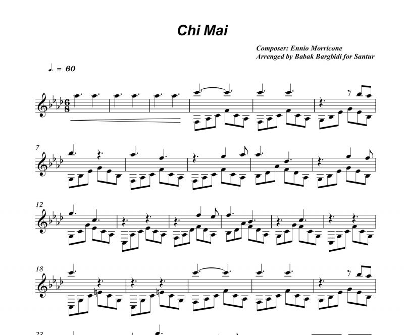 نت سنتور  Chi Mai برای نوازندگان حرفه ای | نت سنتور انیو موریکونه