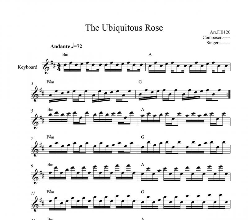 نت کیبورد  The Ubiquitous Rose  به برای نوازندگان متوسط | نت کیبورد آلوارو بارکالا
