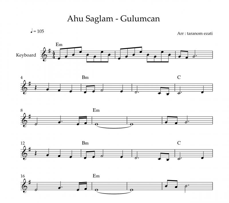 نت کیبورد  gulumcan  به برای نوازندگان متوسط | نت کیبورد آهو ساگلام