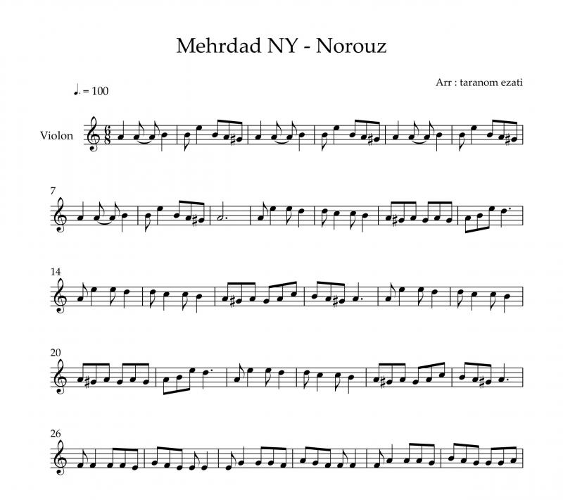 نت ویولن  نوروز مهرداد نیویورک برای نوازندگان متوسط | نت ویولن مهرداد نیویورک