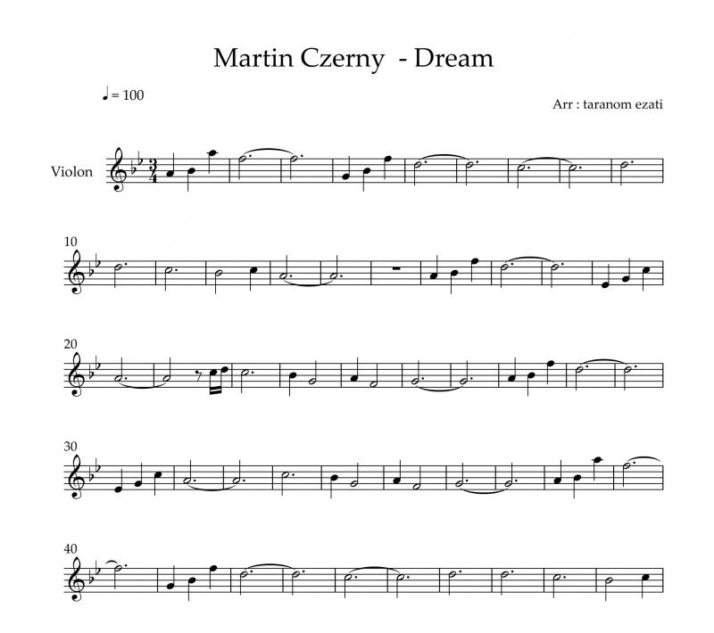 نت ویولن  dream از martin czerny برای نوازندگان متوسط | نت ویولن مارتین چرنی