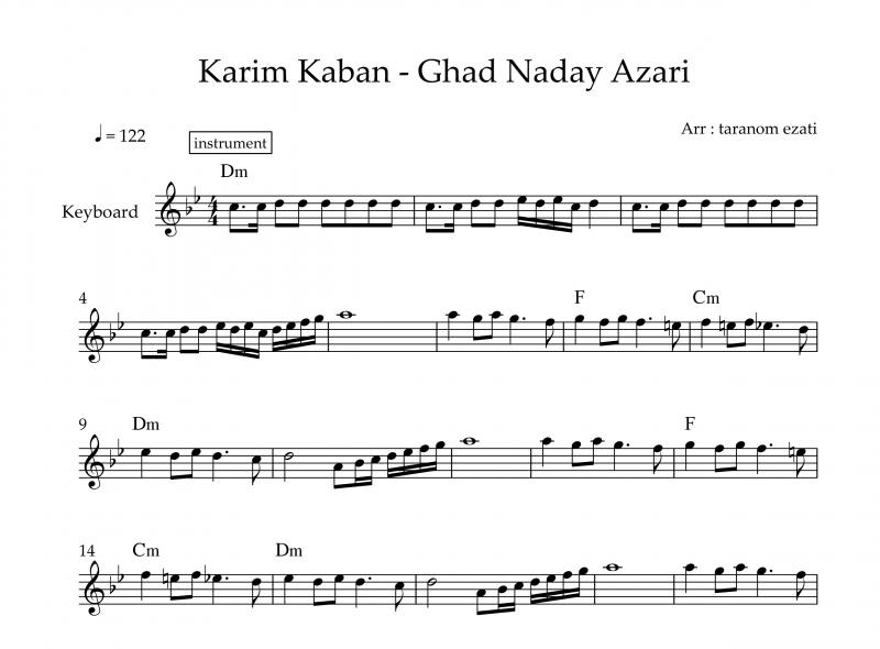 نت کیبورد  قد ندی ازاری کریم کابان به برای نوازندگان متوسط | نت کیبورد کریم کابان