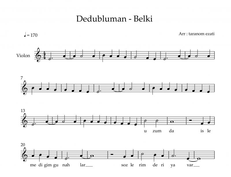 نت ویولن  بلکی belki ددوبلومان برای نوازندگان متوسط | نت ویولن گروه ددوبلومان